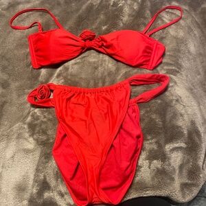 Wild Fable Red Bandeau Rosette 2pc Swimsuit